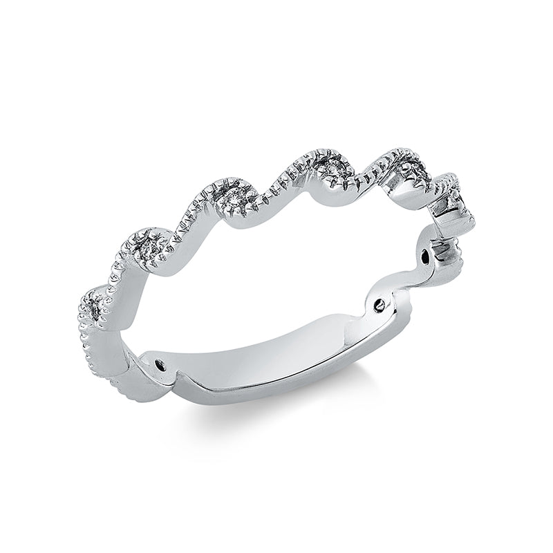 Ring 14 kt WG. 10 Brillanten 0.08 ct. TW-si. B:2.6 mm. Weite:53