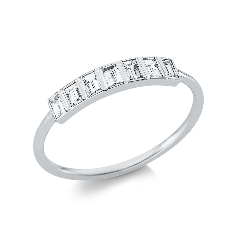 Ring 18 kt WG. 7 Baguette 0.23 ct. TW-si. H:13.9 mm. B:3.0 mm. Weite:53