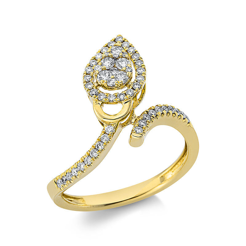 Ring 18 kt GG. 1 Brill. 0.01 ct. TW-si. 5 Brillanten 0.13 ct. TW-si. 46 Brillanten 0.25 ct. TW-si. Weite:53