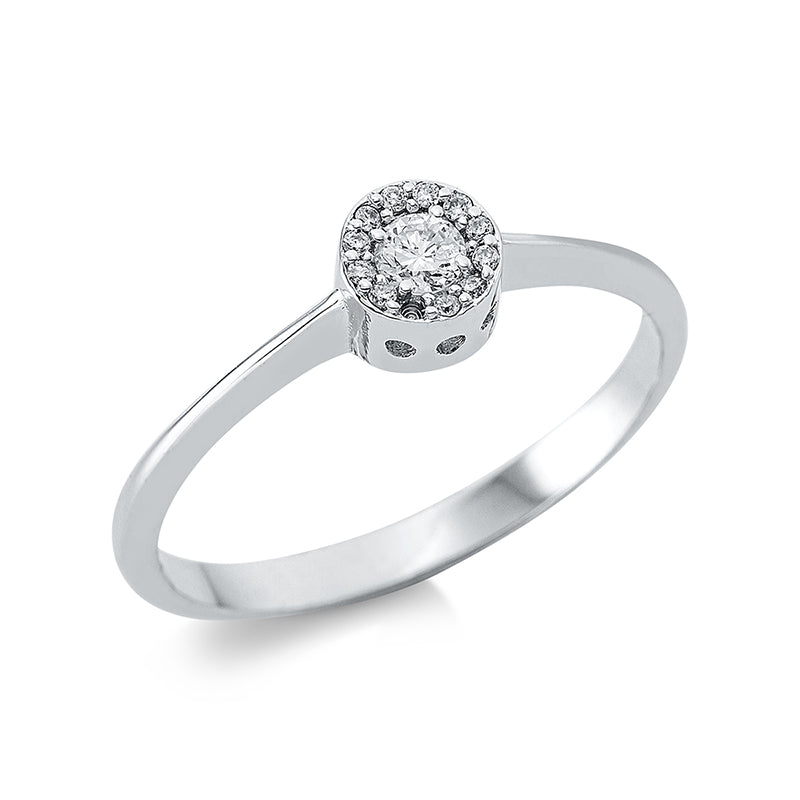 Ring 18 kt WG, 1 Brill. 0,08 ct, TW-si, 12 Brill. 0,03 ct, TW-si