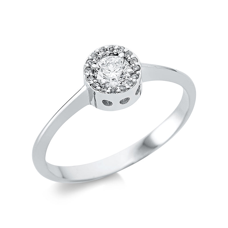 Ring 18 kt WG, 1 Brill. 0,23 ct, TW-si, 16 Brill. 0,04 ct, TW-si