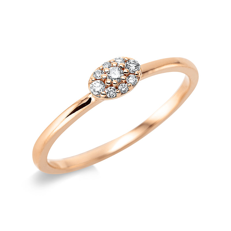 Ring 18 kt RG, 9 Brill. 0,09 ct, TW-si
