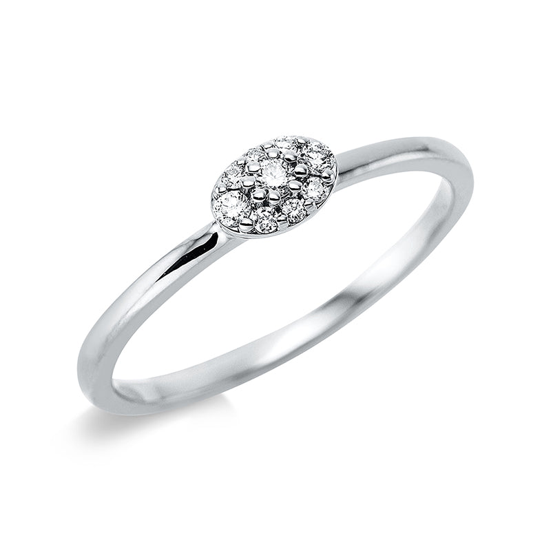 Ring 18 kt WG, 9 Brill. 0,09 ct, TW-si