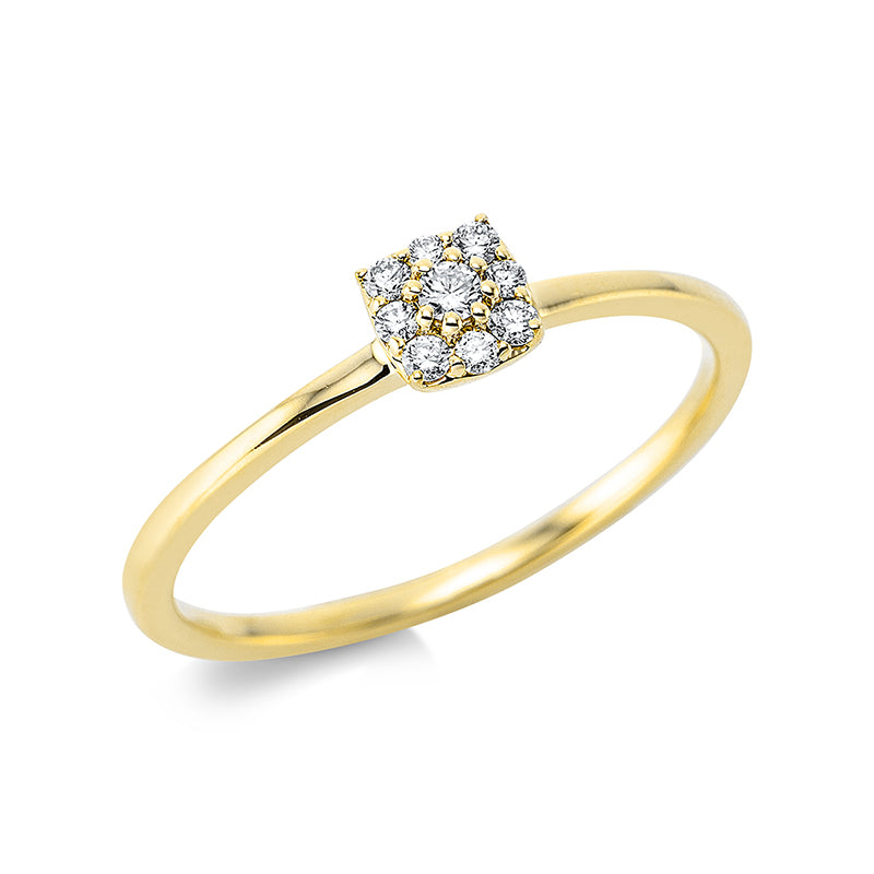 Ring 18 kt GG, 9 Brill. 0,10 ct, TW-si