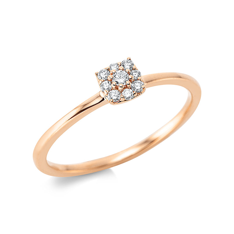 Ring 18 kt RG, 9 Brill. 0,10 ct, TW-si