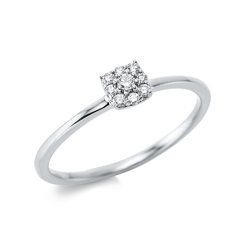 Ring 18 kt WG, 9 Brill. 0,10 ct, TW-si
