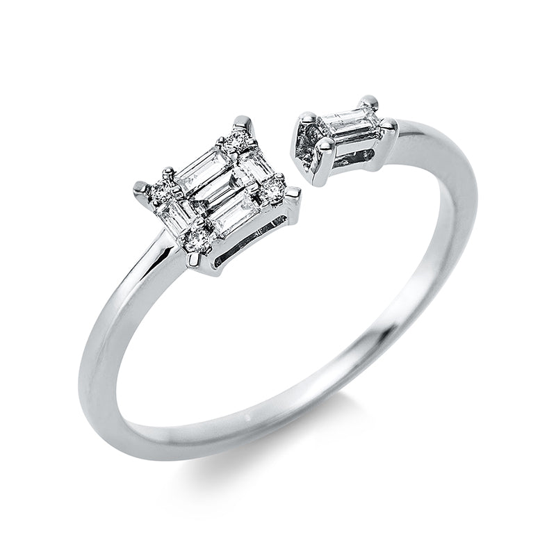 Ring 18 kt WG, 6 Bag. 0,13 ct, TW-si, 4 Brill. 0,02 ct, TW-si