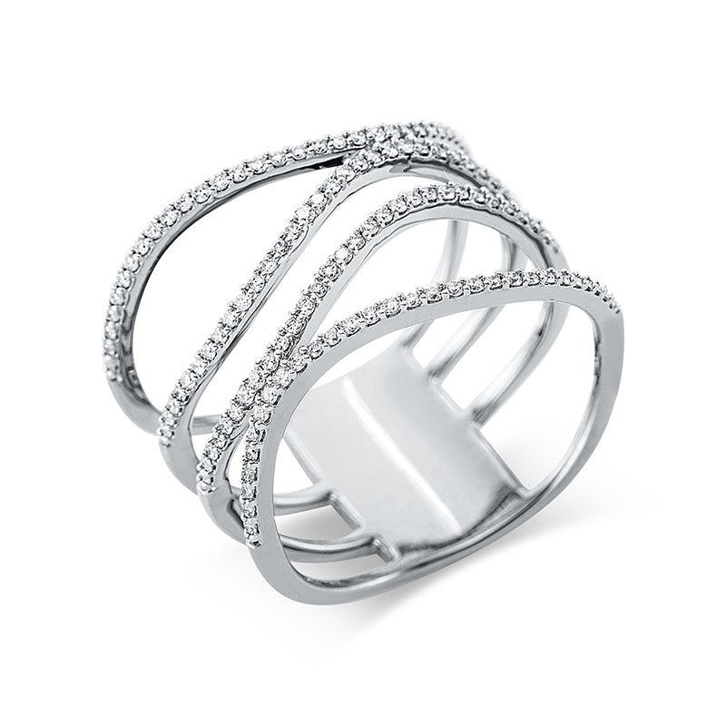 Ring 18 kt WG. 116 Brillanten 0.34 ct. TW-si. B:11.5 mm. Weite:54