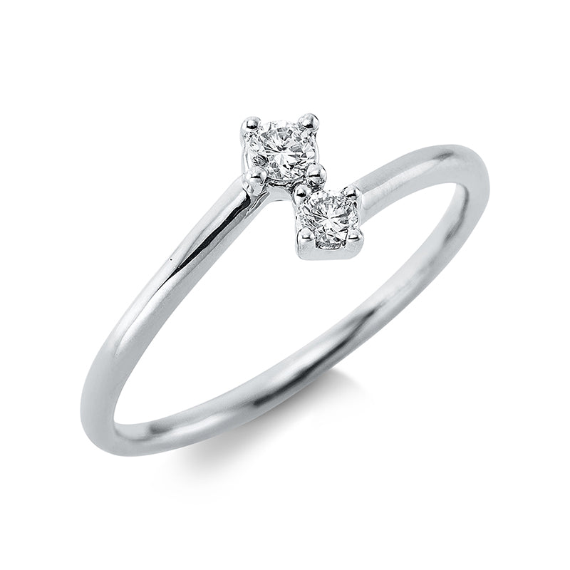 Ring 18 kt WG. 2 Brillanten 0.12 ct. TW-si. H:4.4 mm. B:7.0 mm. Weite:54