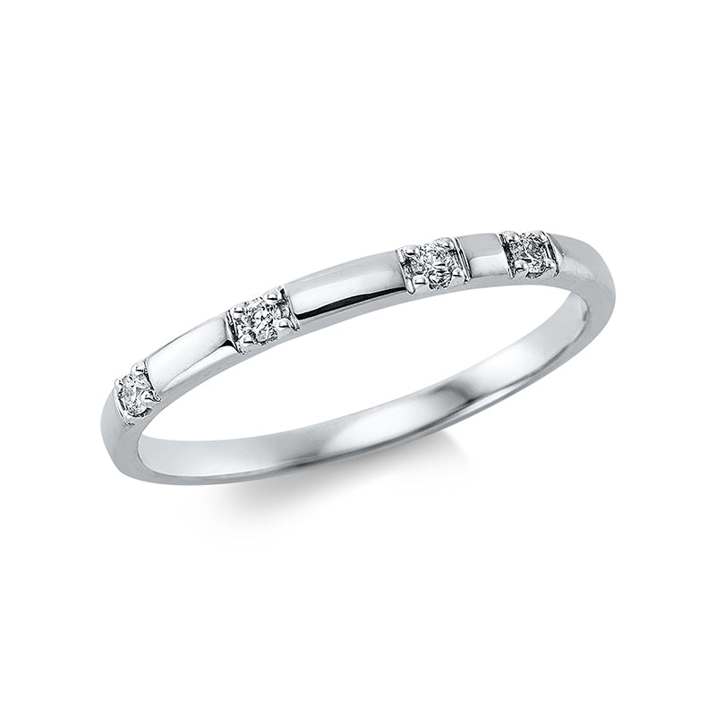 Ring 18 kt WG. 4 Brillanten 0.06 ct. TW-si. B:1.8 mm. Weite:54