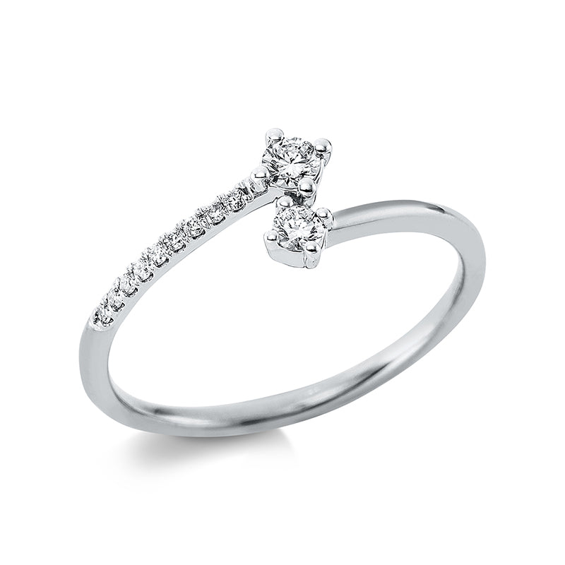 Ring 18 kt WG. 11 Brillanten 0.16 ct. TW-si. H:5.3 mm. B:6.7 mm. Weite:54