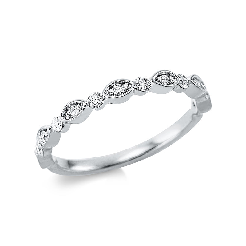 Ring 18 kt WG. 13 Brillanten 0.20 ct. TW-si. B:2.3 mm. Weite:54