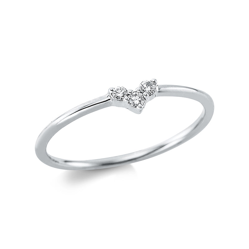 Ring 18 kt WG. 3 Brillanten 0.05 ct. TW-si. H:5.0 mm. B:3.1 mm. Weite:54
