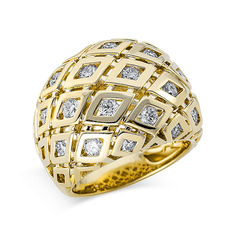 Ring 18 kt GG, 4 Brill. 0,17 ct, TW-si, 4 Brill. 0,22 ct, TW-si, 13 Brill. 1,06 ct, TW-si