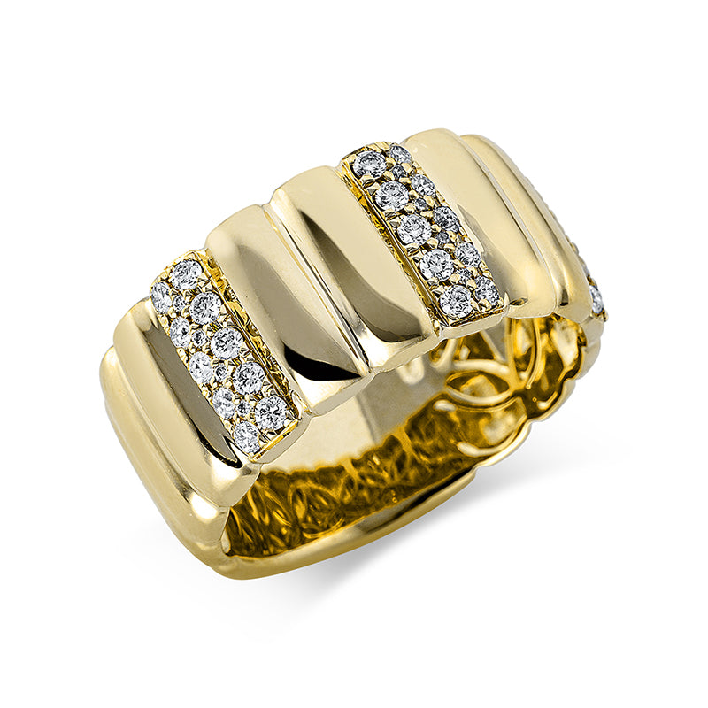 Ring 18 kt GG, 30 Brill. 0,33 ct, TW-si, 12 Brill. 0,03 ct, TW-si