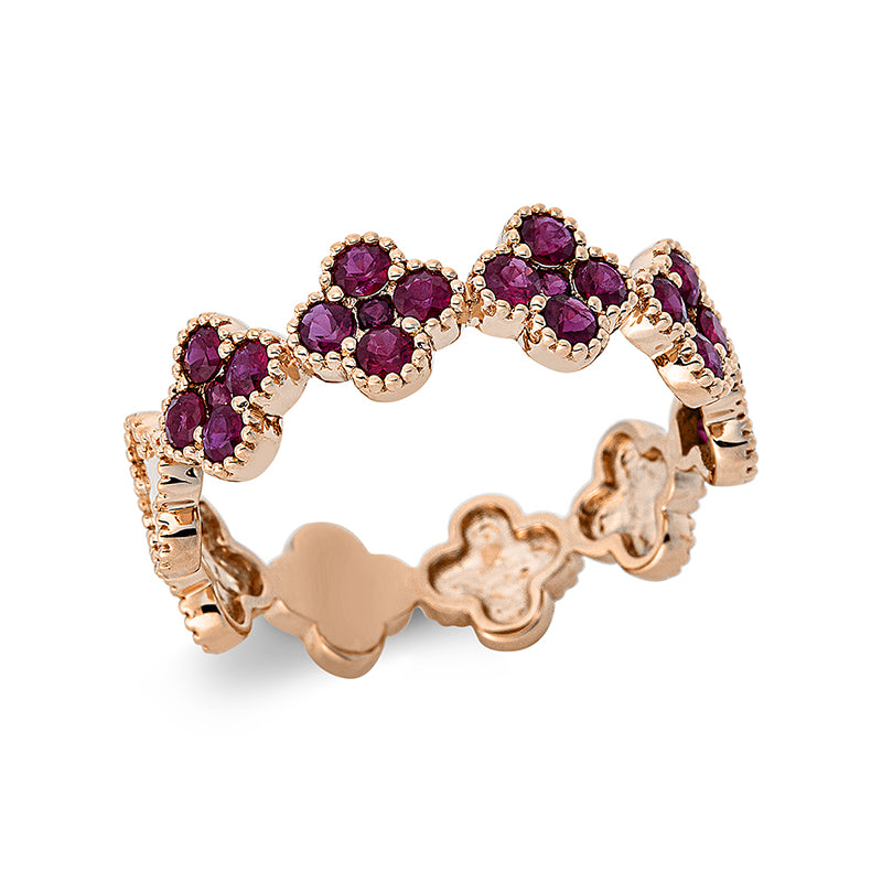 Ring 18 kt RG, 25 Rubine 0,84 ct rot