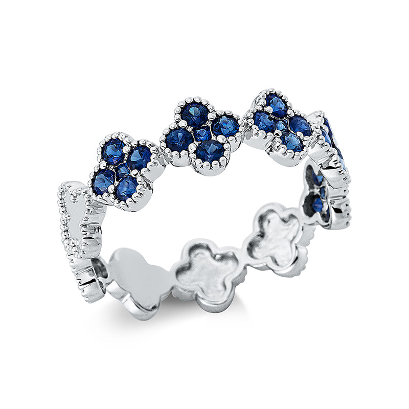 Ring 18 kt WG, 25 Saphire 0,80 ct blau