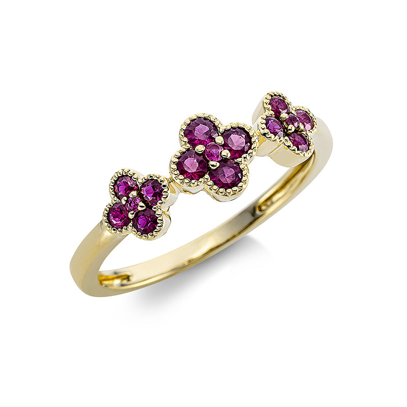 Ring 18 kt GG, 15 Rubine 0,50 ct rot