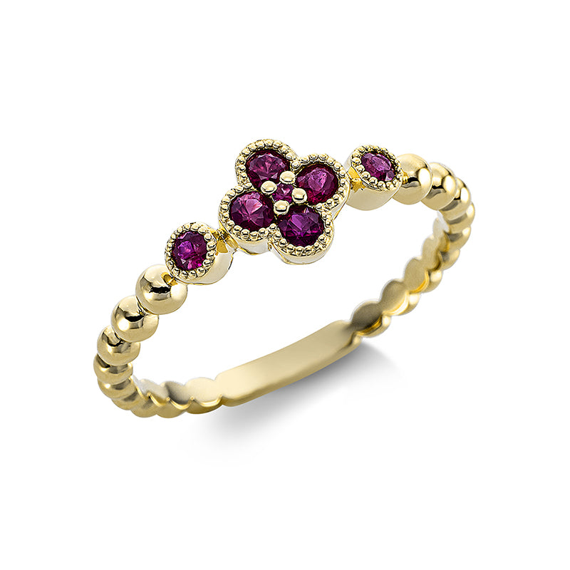 Ring 18 kt GG, 7 Rubine 0,30 ct rot