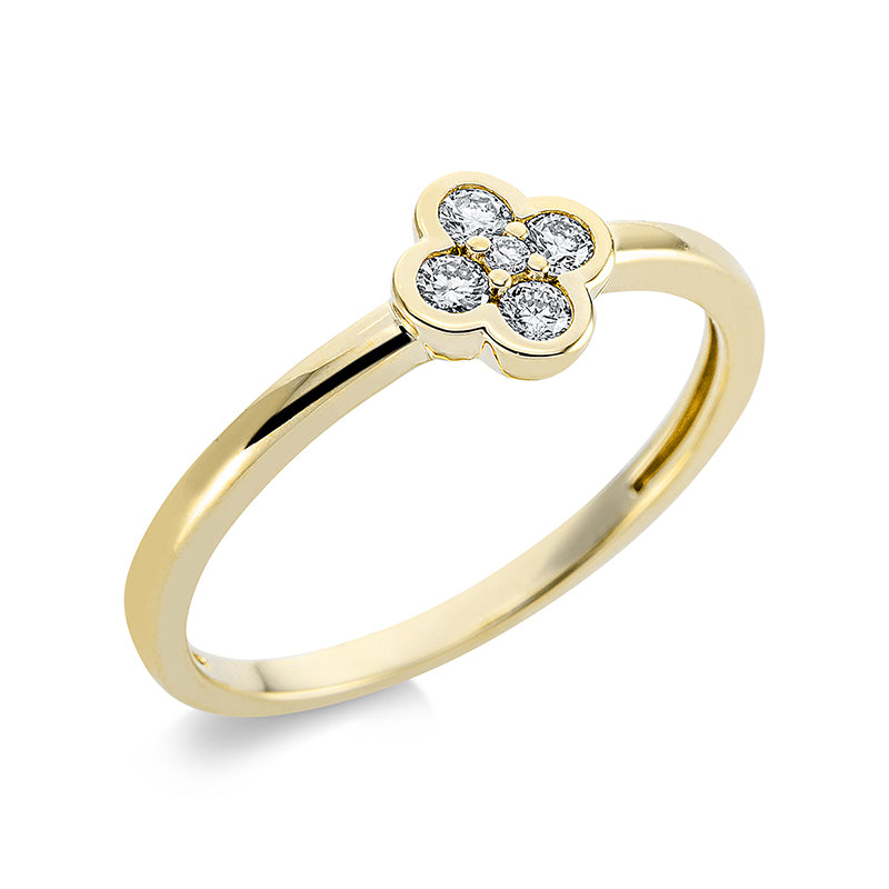 Ring 18 kt GG, 4 Brill. 0,16 ct, TW-si, 1 Brill. 0,01 ct, TW-si
