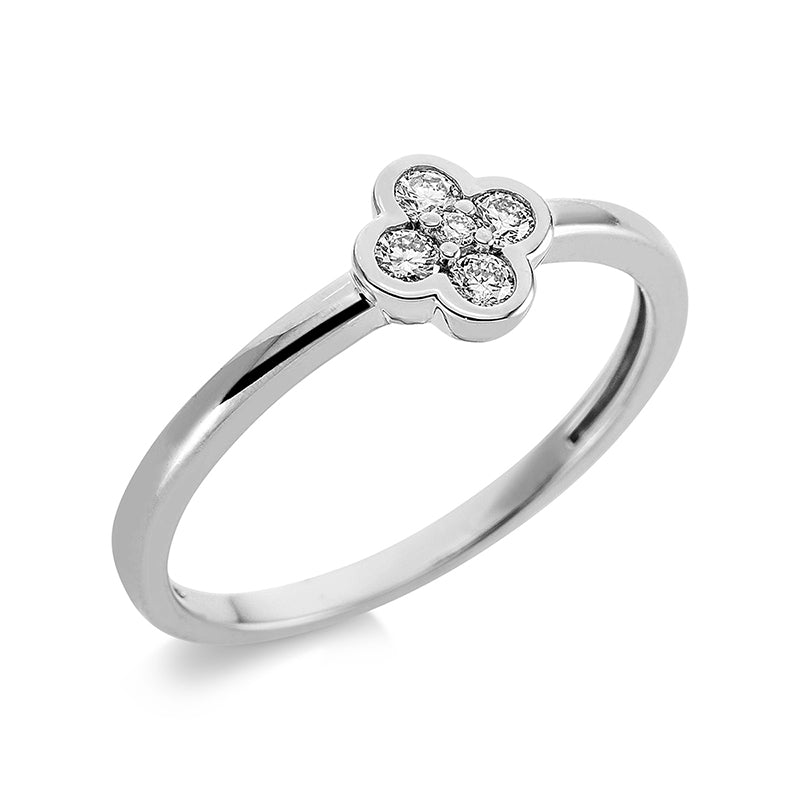 Ring 18 kt WG, 4 Brill. 0,15 ct, TW-si, 1 Brill. 0,01 ct, TW-si