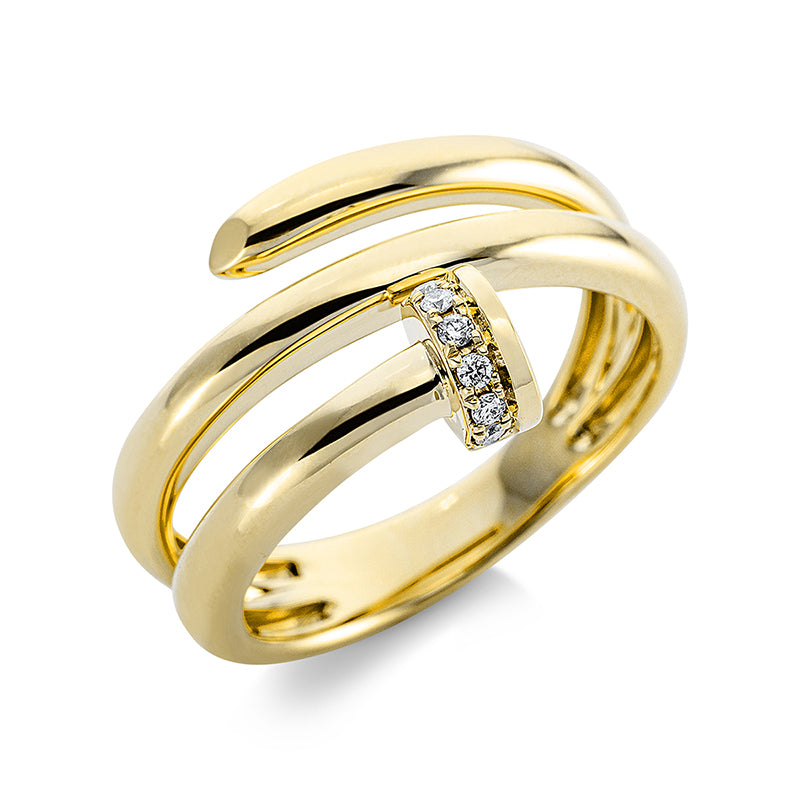 Ring 18 kt GG. 6 Brillanten 0.06 ct. TW-si. B:12.5 mm. Weite:54