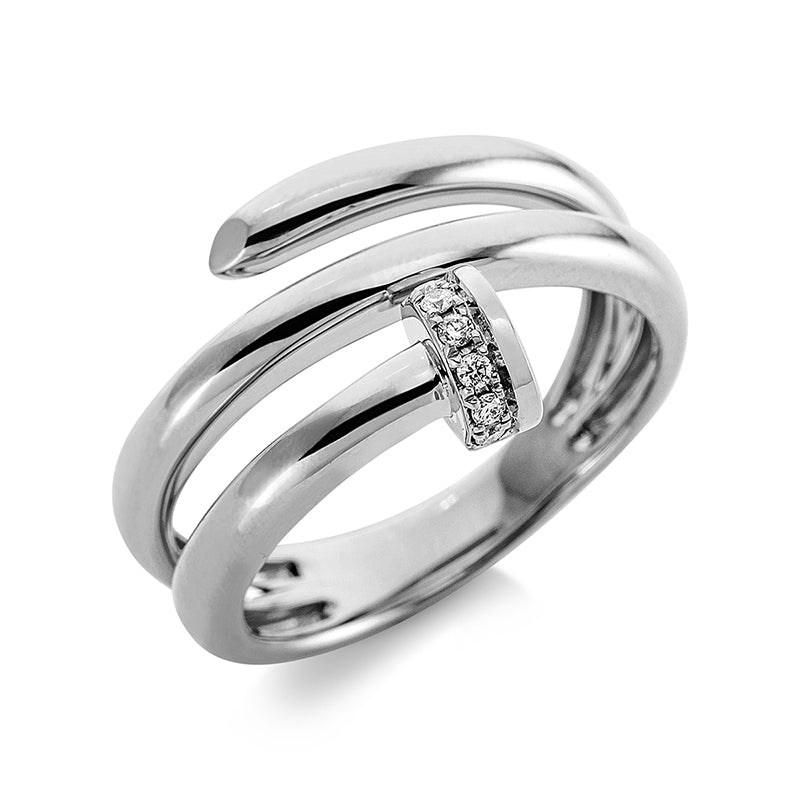 Ring 18 kt WG. 6 Brillanten 0.07 ct. TW-si. B:12.5 mm. Weite:54