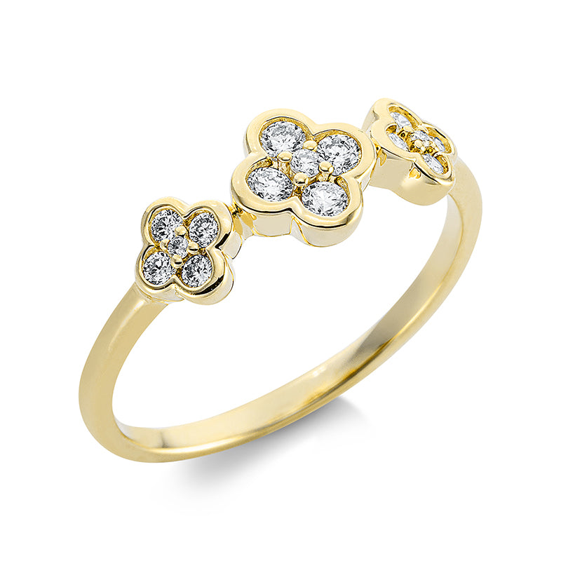 Ring 18 kt GG, 9 Brill. 0,15 ct, TW-si, 4 Brill. 0,16 ct, TW-si, 2 Brill. 0,01 ct, TW-si