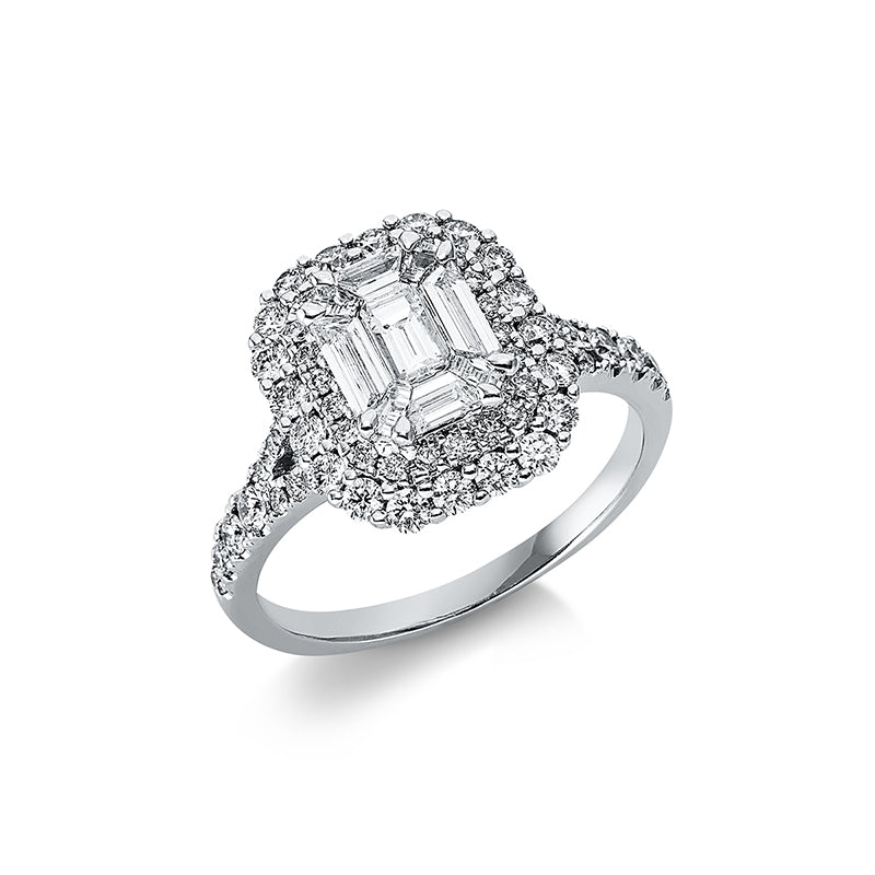 Ring 18 kt WG, 9 Fant-Schl. 0,60 ct, TW-si, 62 Brill. 0,73 ct, TW-si
