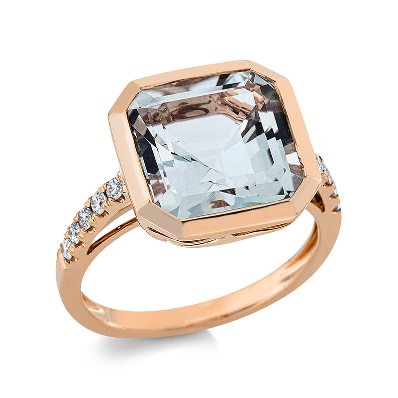 Ring 18 kt RG, 10 Brill. 0,23 ct, TW-si, 1 Amethyst 6,00 ct grün
