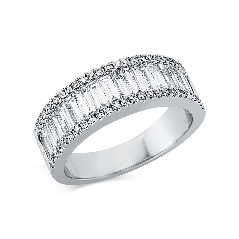 Ring 18 kt WG, 18 Bag. 1,46 ct, E-vsi/si, 54 Brill. 0,25 ct, TW-si