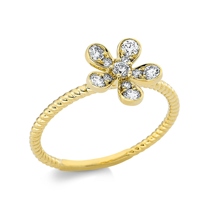 Ring 18 kt GG, 5 Brill. 0,21 ct, TW-si, 1 Brill. 0,05 ct, TW-si, 5 Brill. 0,05 ct, TW-si