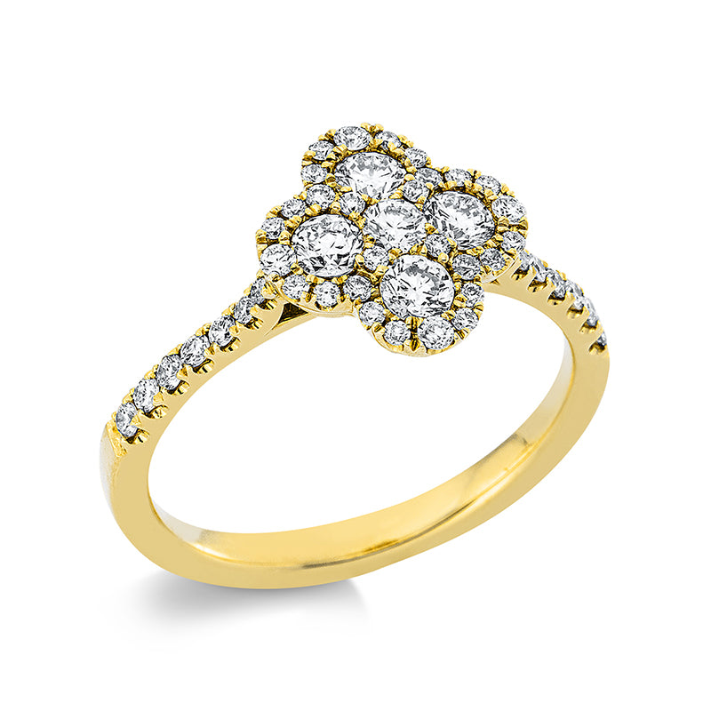 Ring 18 kt GG, 14 Brill. 0,16 ct, TW-si, 1 Brill. 0,06 ct, TW-si, 4 Brill. 0,38 ct, TW-si, 28 Brill. 0,15 ct, TW-si