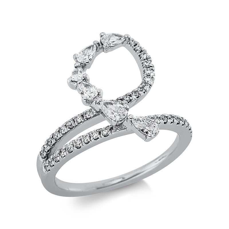 Ring 18 kt WG, 6 Tropfen 0,40 ct, TW-si, 40 Brill. 0,28 ct, TW-si