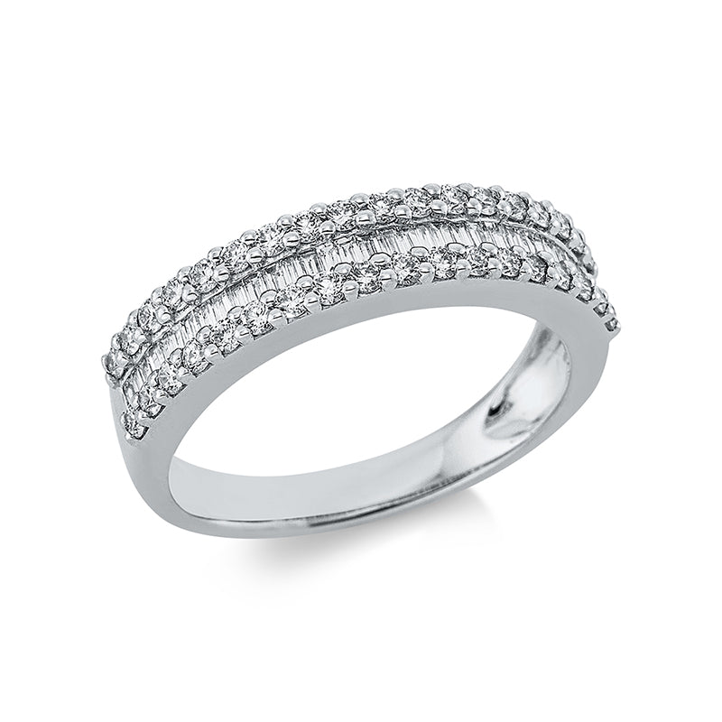 Ring 18 kt WG, 31 Bag. 0,29 ct, TW-si, 36 Brill. 0,48 ct, TW-si