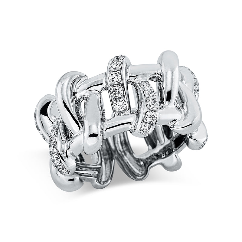 Ring 18 kt WG. 30 Brillanten 0.76 ct. TW-vsi. B:13.4 mm. Weite:54
