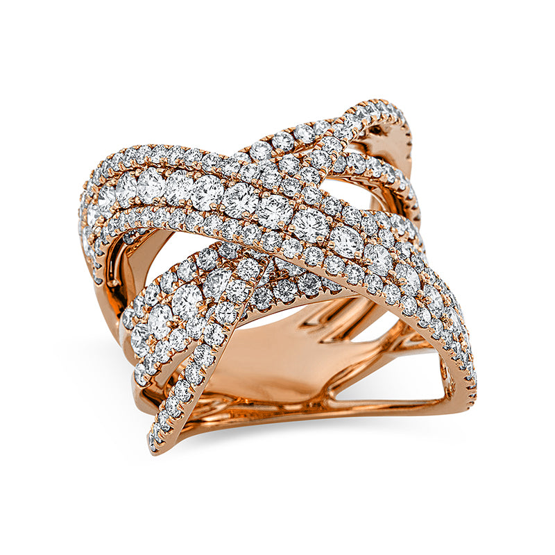 Ring 18 kt RG, 29 Brill. 1,74 ct, TW-vsi, 154 Brill. 2,18 ct, TW-vsi