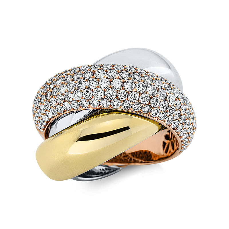 Ring 18 kt WG+GG+RG, 164 Brill. 2,80 ct, TW-vsi