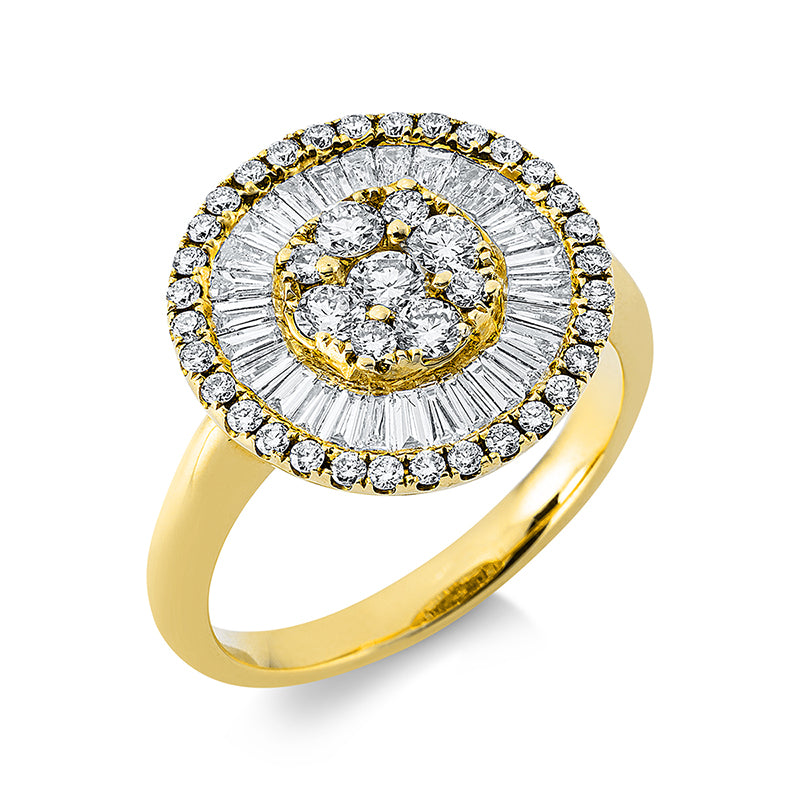 Ring 18 kt GG. 29 Trapeze 0.51 ct. TW-vsi. 40 Brillanten 0.52 ct. TW-vsi/si. Weite:53