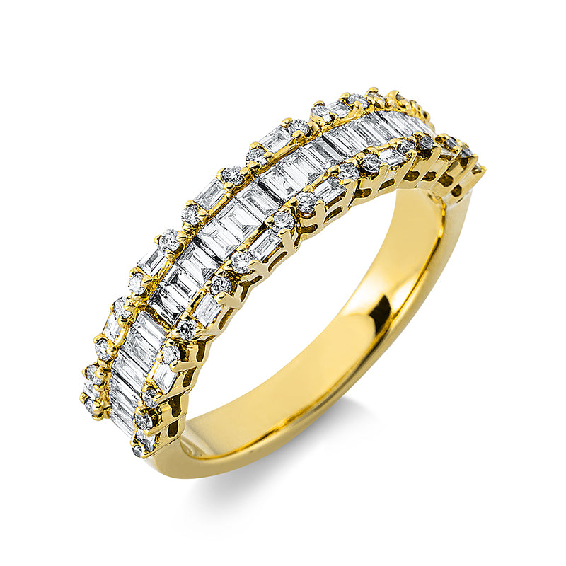 Ring 18 kt GG. 40 Baguette 0.52 ct. TW-vsi. 32 Brillanten 0.16 ct. TW-vsi/si. B:4.9 mm. Weite:53.5