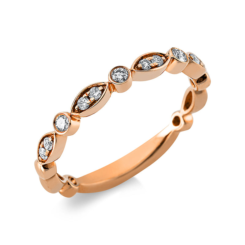 Ring 18 kt RG. 11 Brillanten 0.15 ct. TW-si. B:2.4 mm. Weite:52
