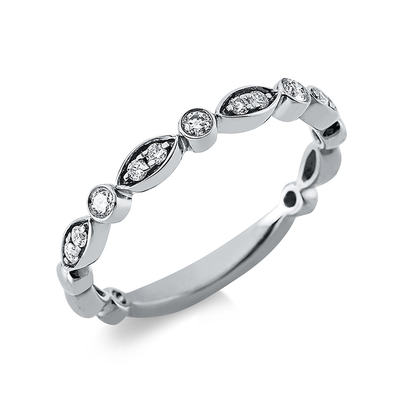 Ring 18 kt WG. 11 Brillanten 0.15 ct. TW-si. B:2.4 mm. Weite:52