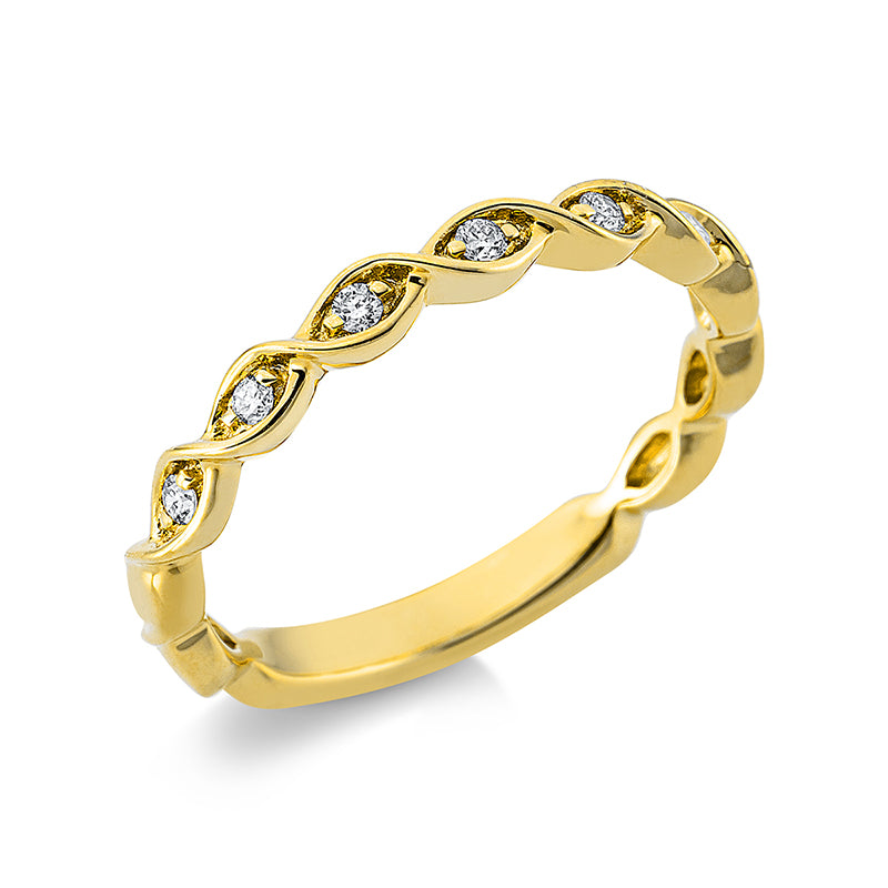 Ring 18 kt GG. 7 Brillanten 0.09 ct. TW-si. B:2.6 mm. Weite:52