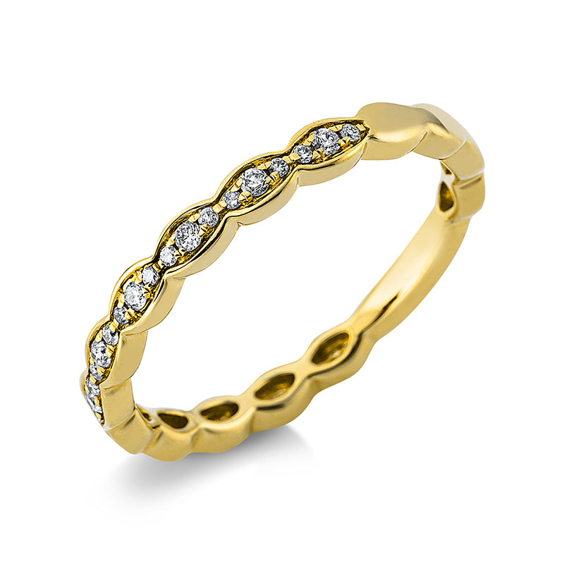 Ring 18 kt GG. 21 Brillanten 0.09 ct. TW-si. B:2.4 mm. Weite:52