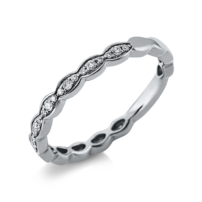 Ring 18 kt WG. 21 Brillanten 0.09 ct. TW-si. B:2.4 mm. Weite:52