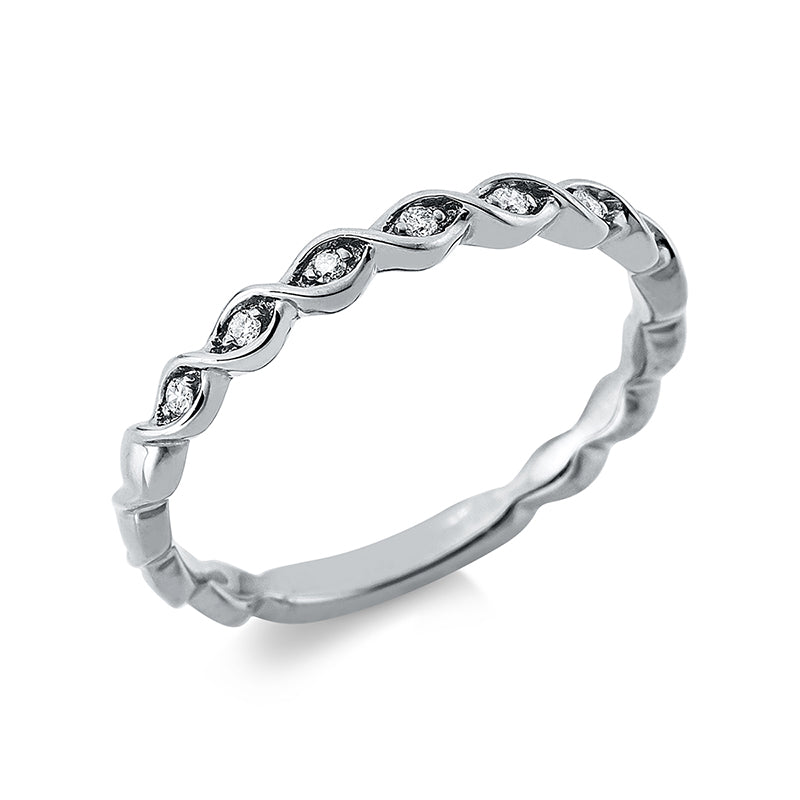 Ring 18 kt WG. 7 Brillanten 0.04 ct. TW-si. B:2.3 mm. Weite:52