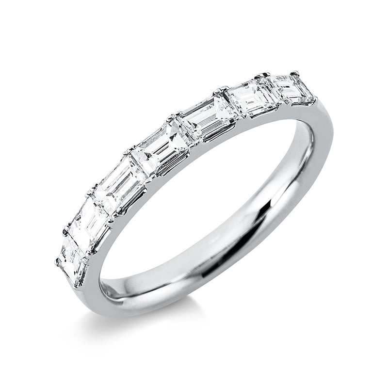 Ring 18 kt WG. 7 Baguette 0.73 ct. TW-vsi. B:2.8 mm. Weite:52