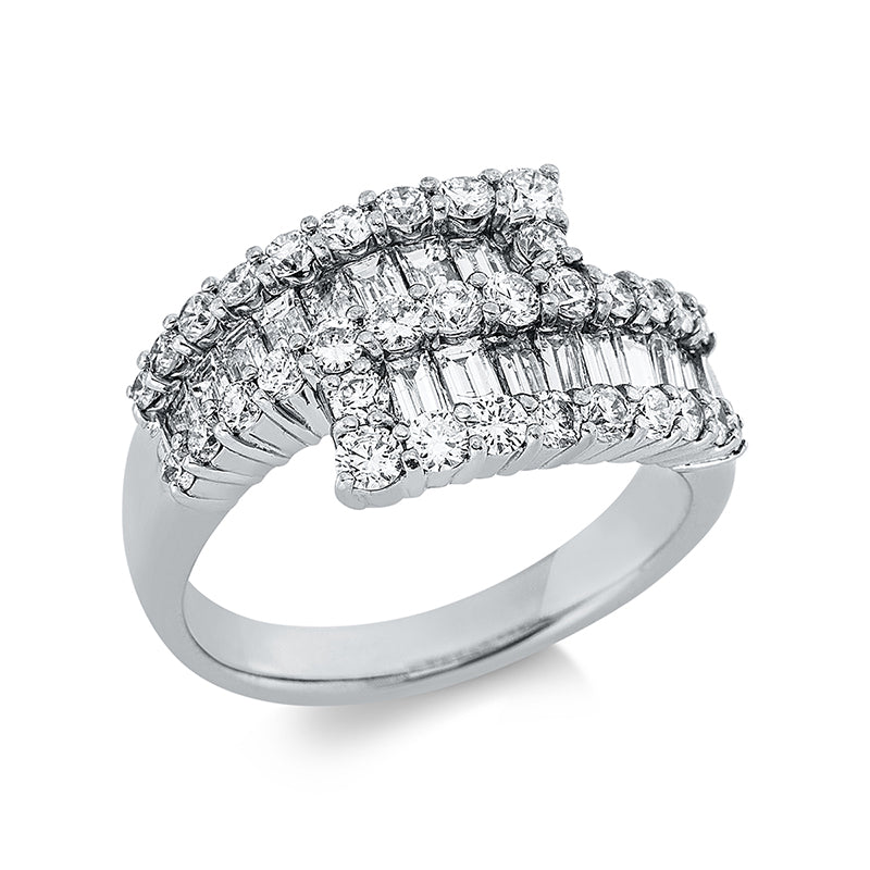 Ring 900 Pt Platin, 49 Fant-Schl. 1,50 ct, TW-si