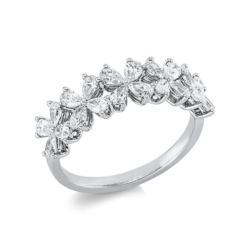 Ring 18 kt WG. 20 Tropfen 1.13 ct. TW-si. B:6.5 mm. Weite:54