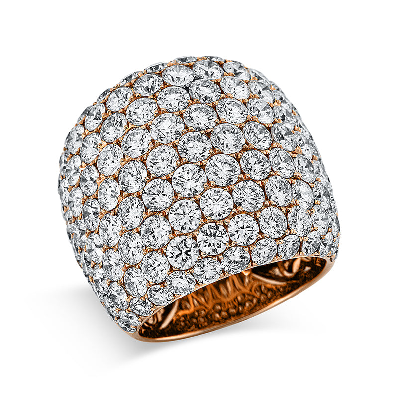 Ring 18 kt RG. 133 Brillanten 10.38 ct. TW-si. B:22.7 mm. Weite:54